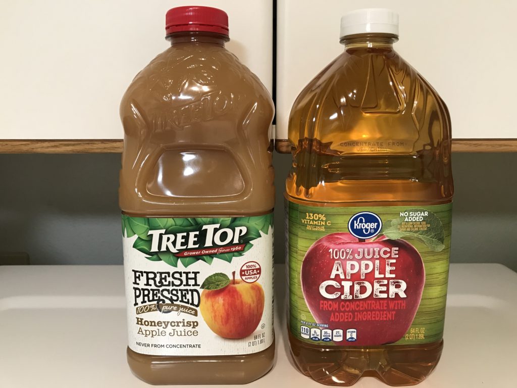 apple cider vs apple juice nutrition